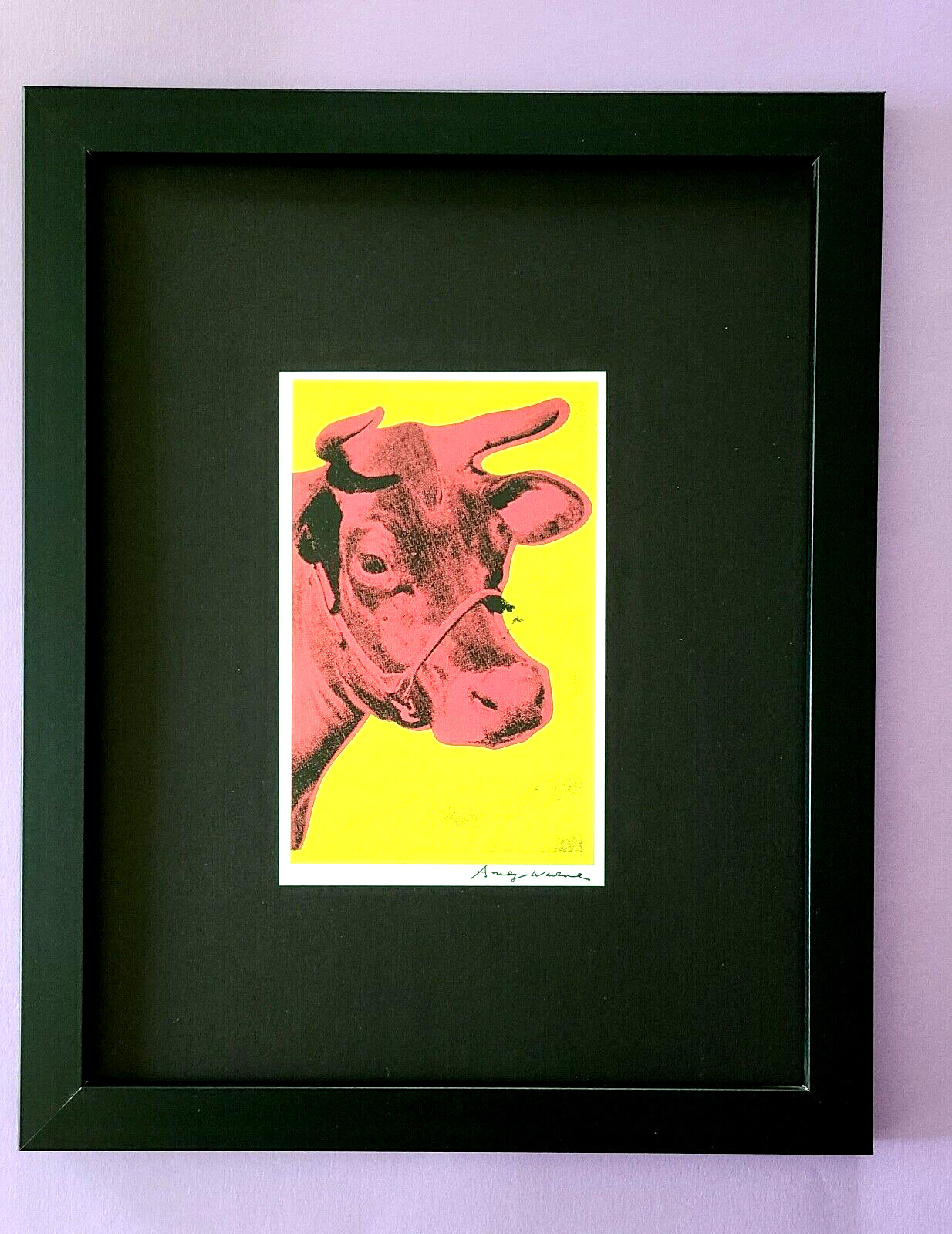 ANDY WARHOL + RARE  SIGNED + COW PRINT MOUNTED AND FRAMED + BUY IT NOW