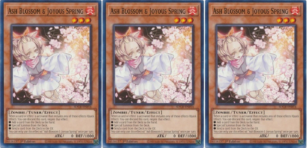 *** 3X ASH BLOSSOM & JOYOUS SPRING 3X *** PLAYSET 1ST EDITION SDCB-EN014 YUGIOH