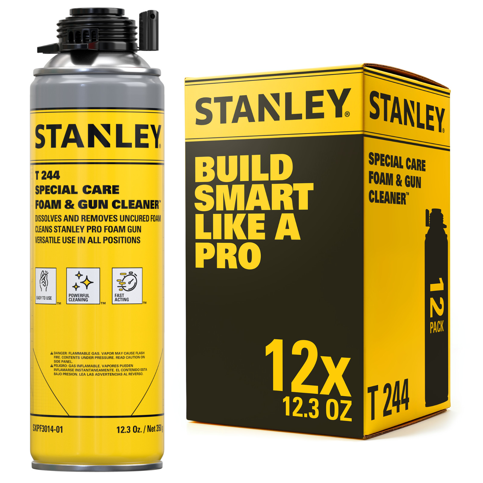 Stanley T244 Polyurethane Foam & Gun Cleaner 12.3oz, 12 Pack - Gun Not Included Stanley T244 Polyurethane Foam & Gun Cleaner 12.3oz, 12 Pack - Gun Not Included