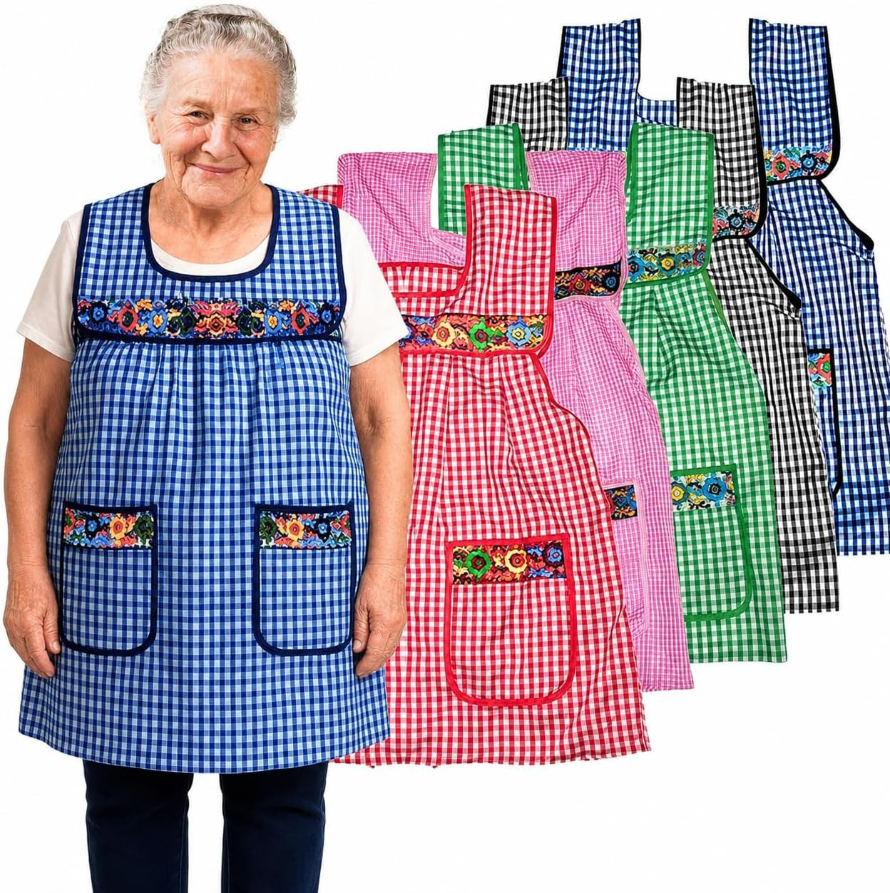 Traditional Mexican apron for women with pockets beautiful flower embroidery Traditional Mexican apron for women with pockets beautiful flower embroidery