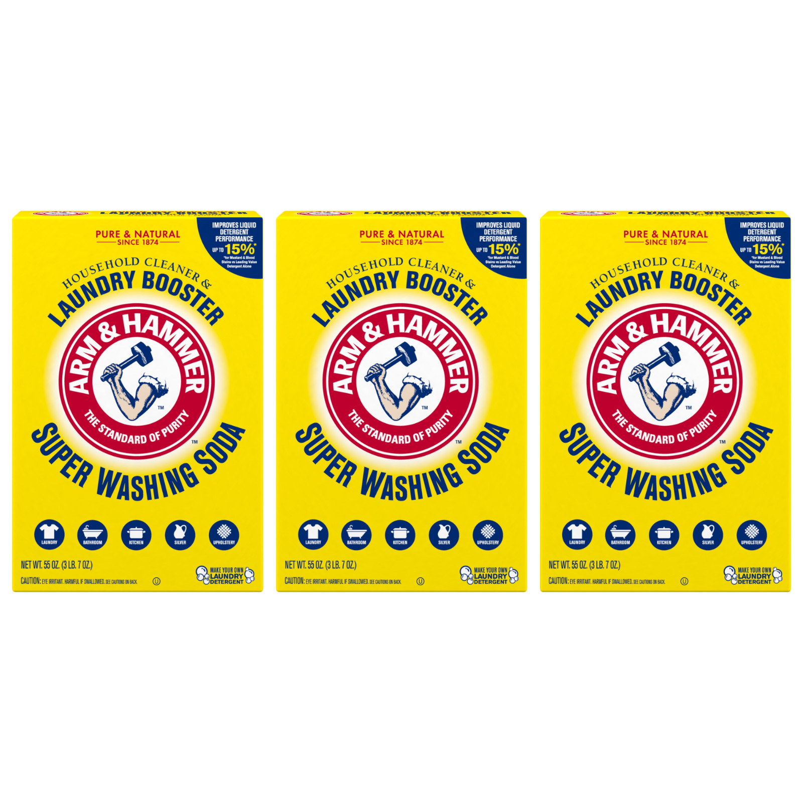 ARM & HAMMER Super Washing Soda Powder 55 oz Laundry Booster 3 Pack ARM & HAMMER Super Washing Soda Powder 55 oz Laundry Booster 3 Pack