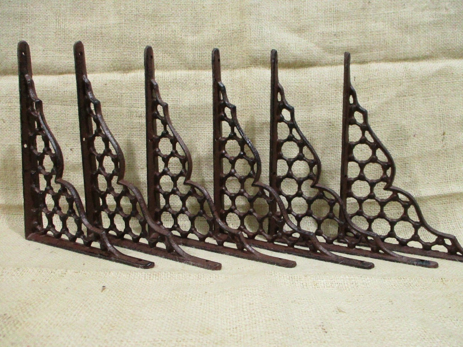 6 Cast Iron Large Antique Style Brackets Garden Braces Shelf Bracket Corbels 