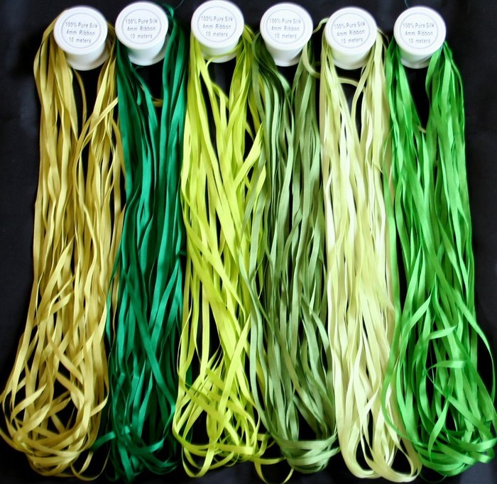 NEW 60M OF 4MM PURE SILK EMBROIDERY RIBBON GREENS $32 V NEW 60M OF 4MM PURE SILK EMBROIDERY RIBBON GREENS $32 V