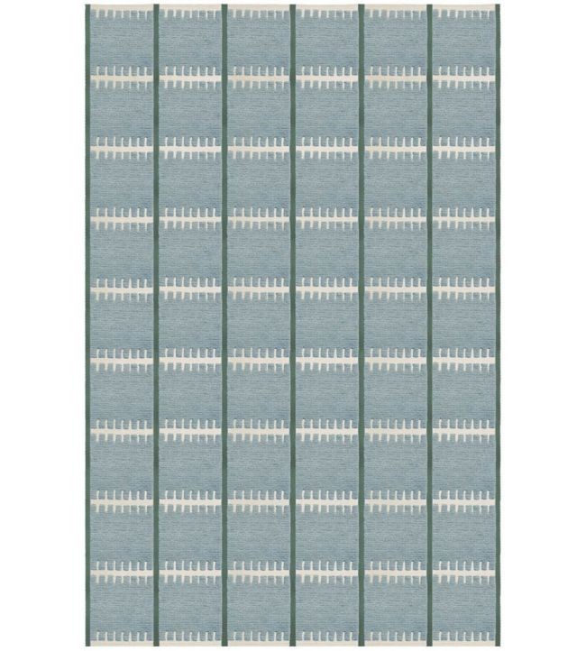 Hand Knotted Wool Rug Blue Green Geometric Grid Modern Contemporary Area Carpet
