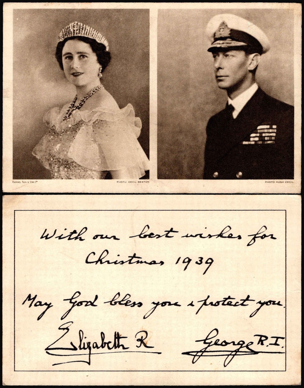 1939 King George VI Queen Elizabeth Royal Christmas Card WWII 1939 King George VI Queen Elizabeth Royal Christmas Card WWII