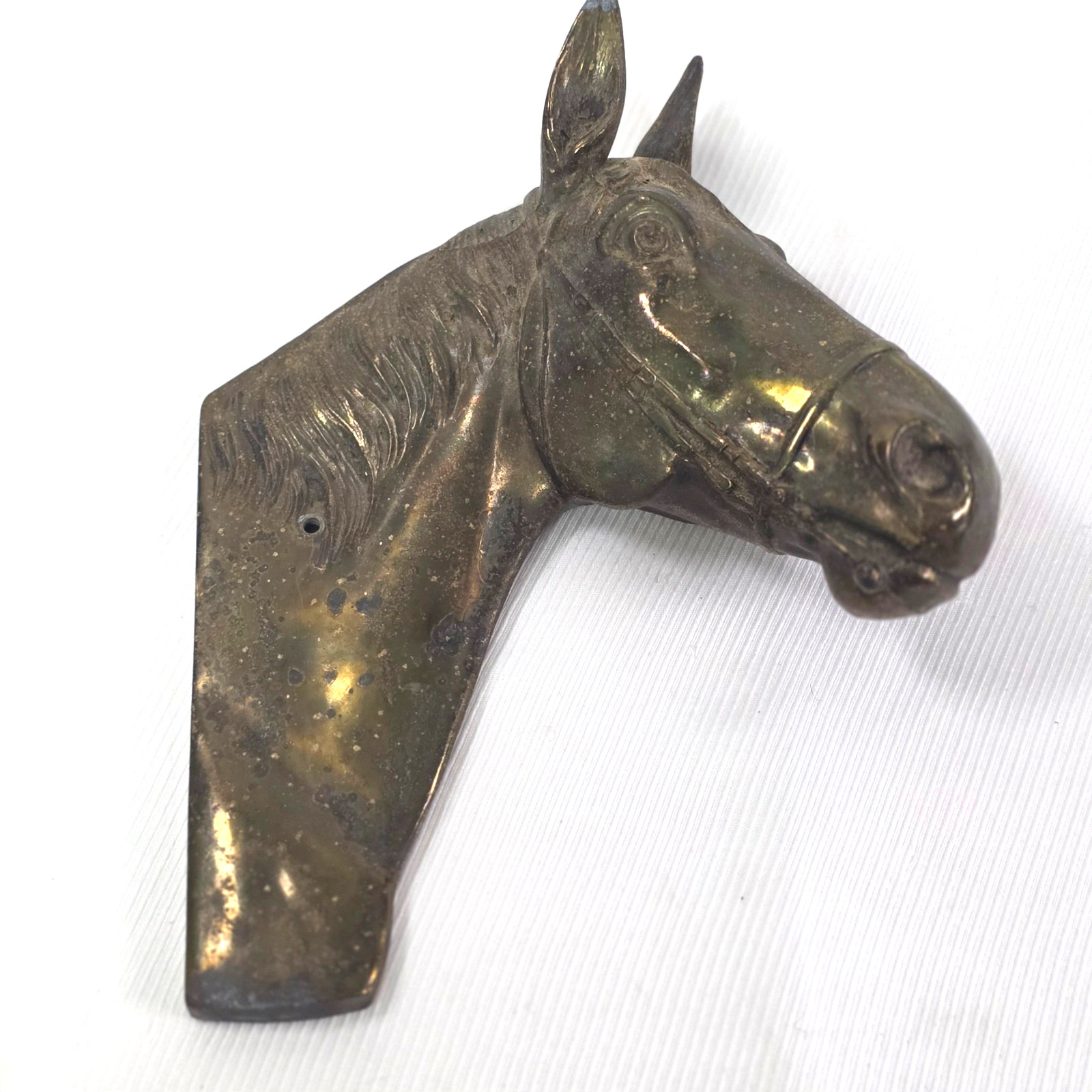 Ralph Lauren Style Brass Horse Head Bust RIGHT Facing 9.5in Wall Sculpture EUC