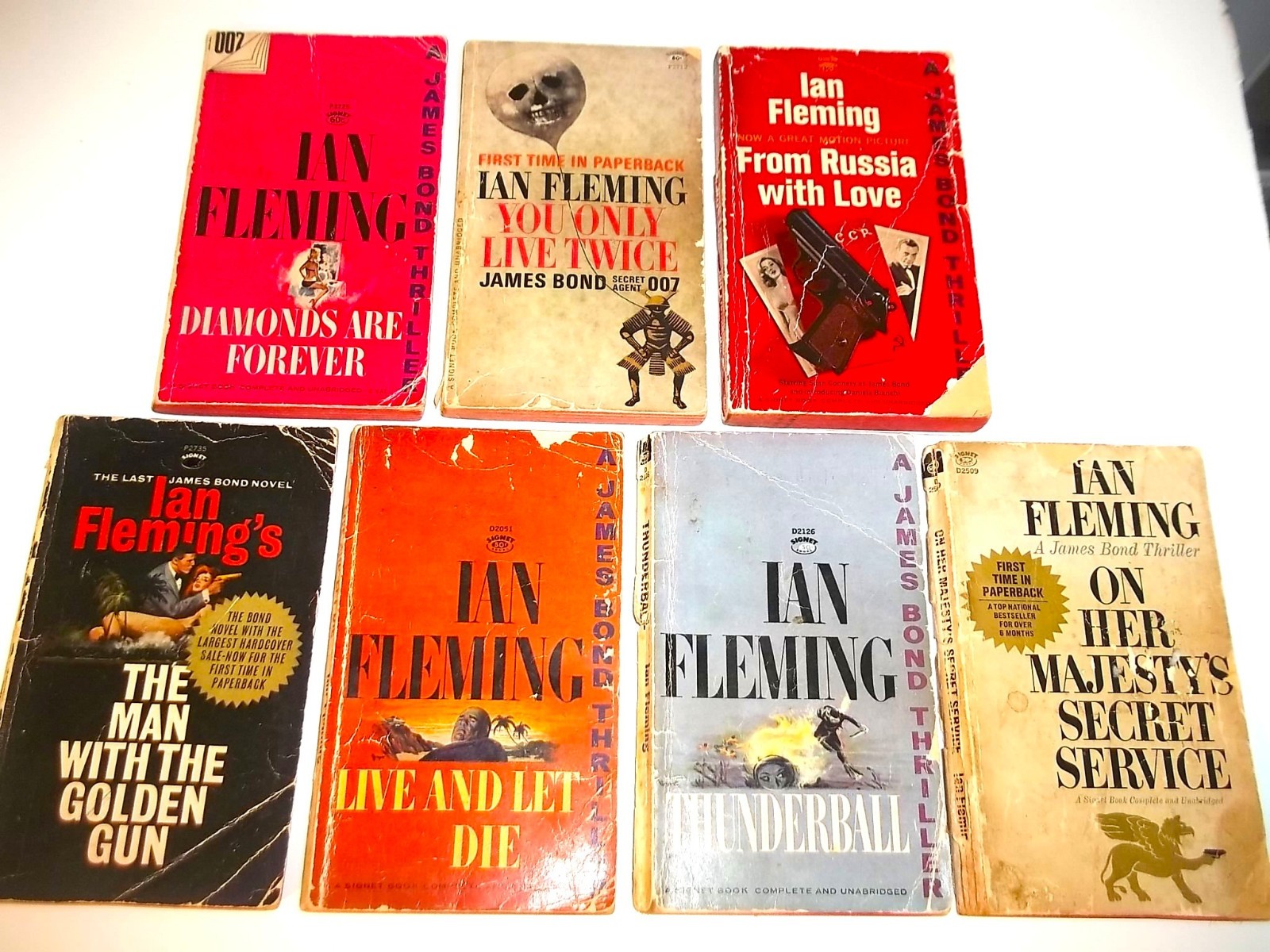 James Bond 007 -Lot Of 7 Ian Fleming Vintage Paperback Books - James Bond 007 -Lot Of 7 Ian Fleming Vintage Paperback Books -