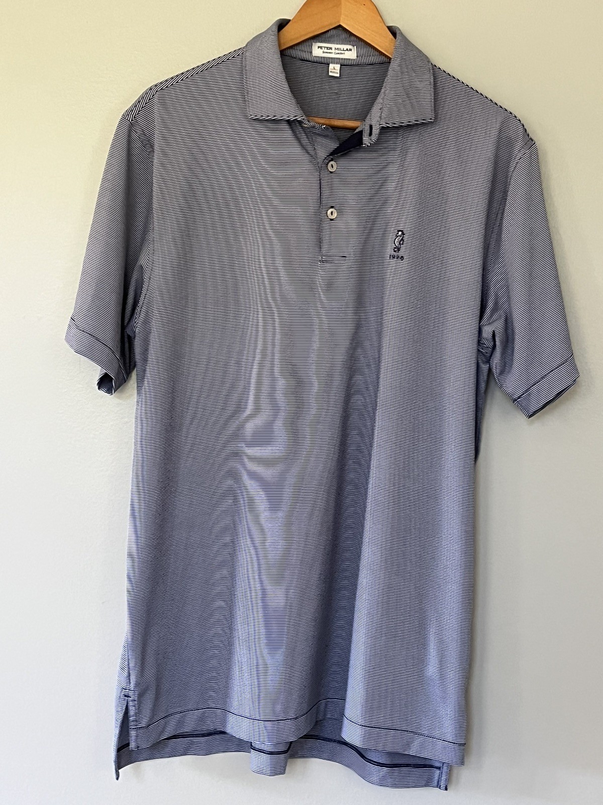 Peter Millar Summer Comfort Polo Shirt Mens L Blue White Stripe Ponte Vedra Club
