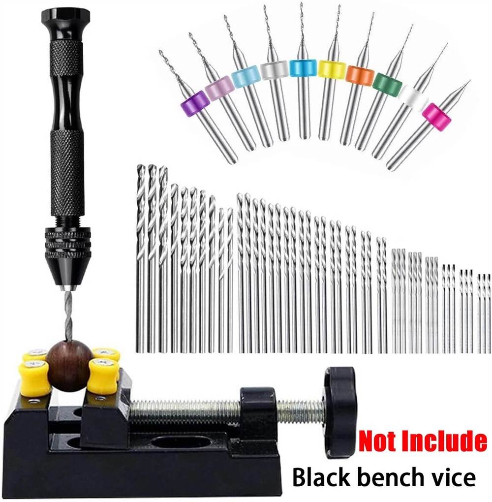 59 Pcs Precision Pin Vise Tools Mini Micro Hand Twist Drill Bits Set Rotary Kit