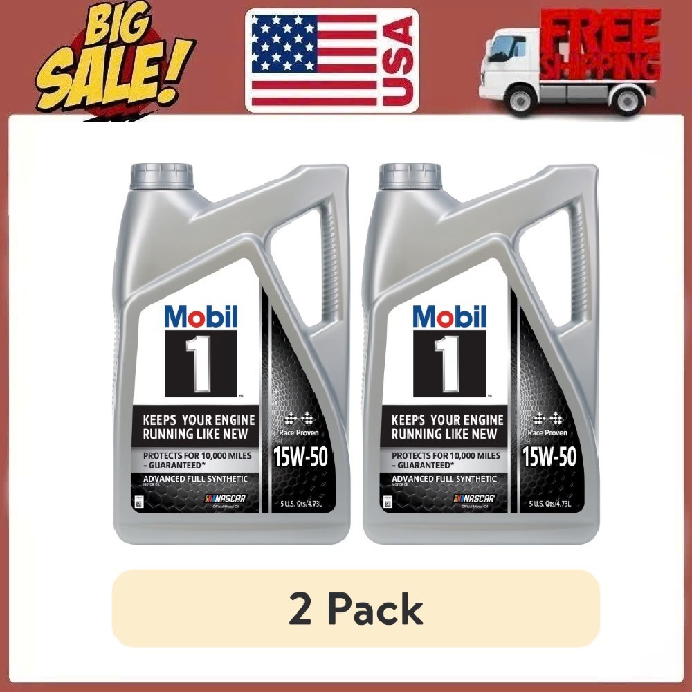 🔥DAILY SALE🔥 Mobil 1 Advanced Full Synthetic Motor Oil 15W-50, 5 Quart,2 Pack