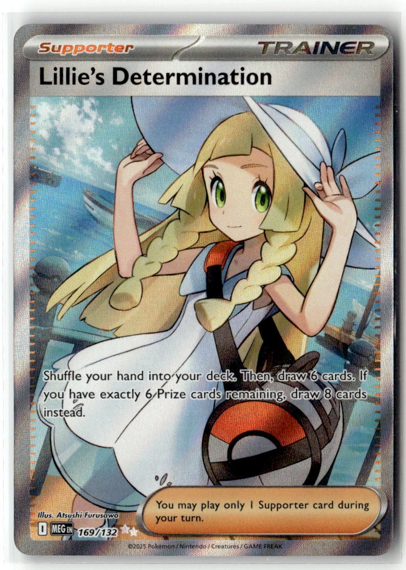 Lillie\'s Determination 169/132 Ultra Rare MEG Pokemon Holofoil Near Mint