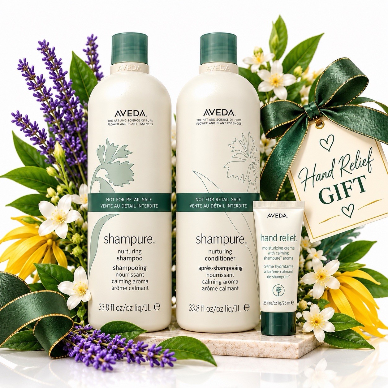 Aveda Shampure Nurturing Shampoo & Conditioner 1L Duo NEW + Hand Relief Gift