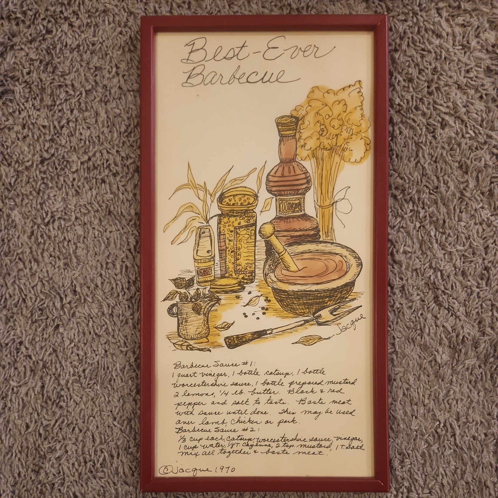 VTG Soovia Janis 1970 Soup Bread Recipe Hand Painted by Jacque Framed Art Lot 2 VTG Soovia Janis 1970 Soup Bread Recipe Hand Painted by Jacque Framed Art Lot 2