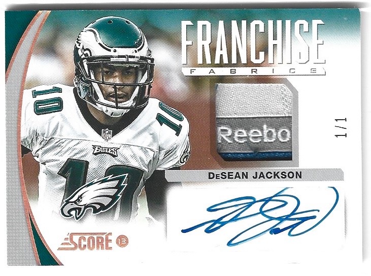 2013 Score Franchise Fabrics DeSean Jackson Auto Patch FS-DJ 1/1 SSP Eagles