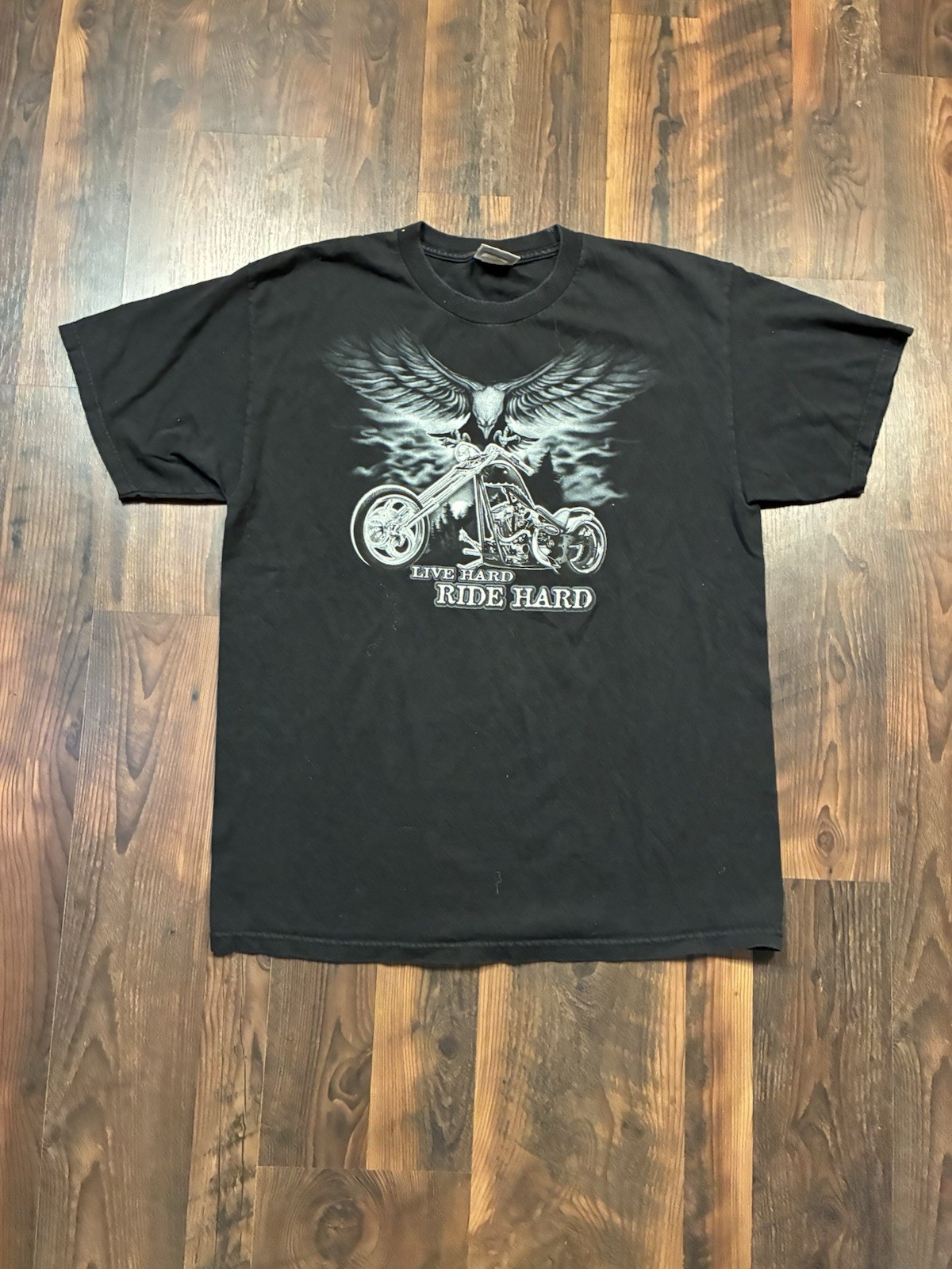 Vintage National Heritage Black ‘Live Hard Ride Hard’ T-Shirt Adult Size Large