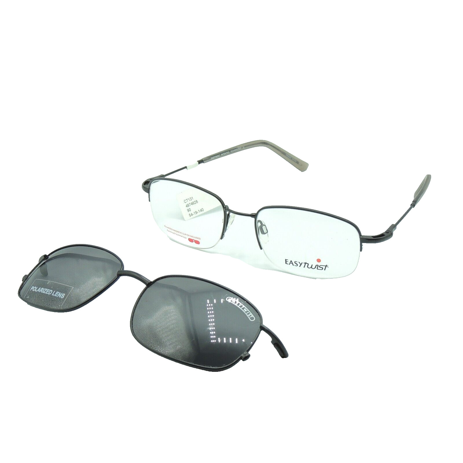 Easytwist CT 131 Black Eyeglass Frames Polarized Clip On 54 19 140