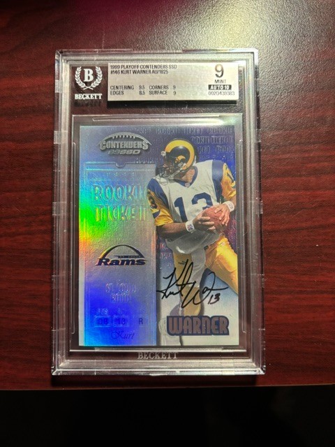 1999 Playoff Contenders SSD - Kurt Warner #146 /1825 (AU, RC) BGS 9 Auto 10 1999 Playoff Contenders SSD - Kurt Warner #146 /1825 (AU, RC) BGS 9 Auto 10