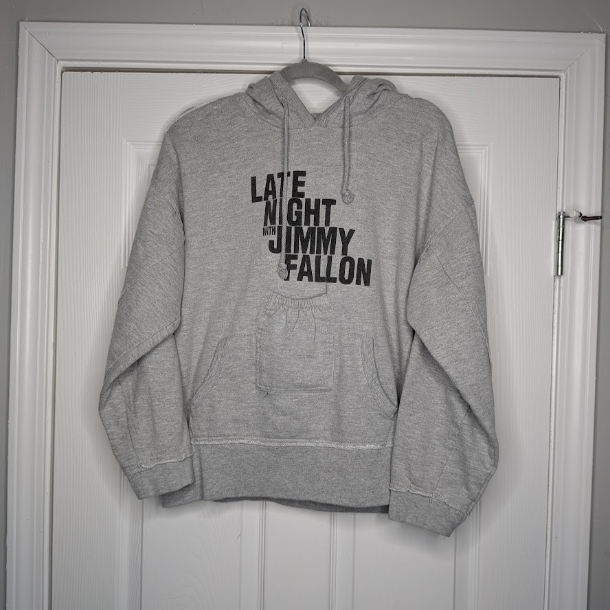 Vintage Late Night With Jimmy Fallon Hoodie Gray Heather NBC Promo Sweatshirt L Vintage Late Night With Jimmy Fallon Hoodie Gray Heather NBC Promo Sweatshirt L