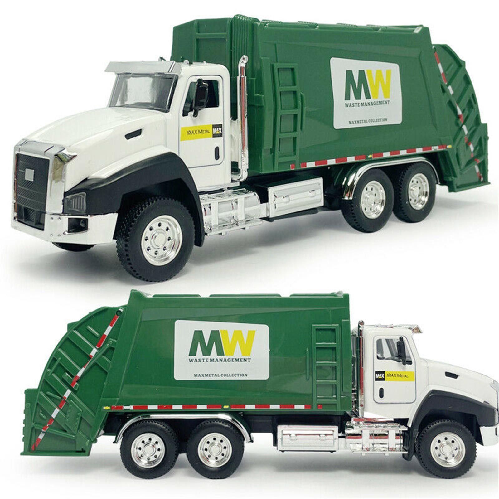 Alloy Sanitation Garbage Truck Model Car Diecast Kids Toy Vehicle Pull Back 1/50