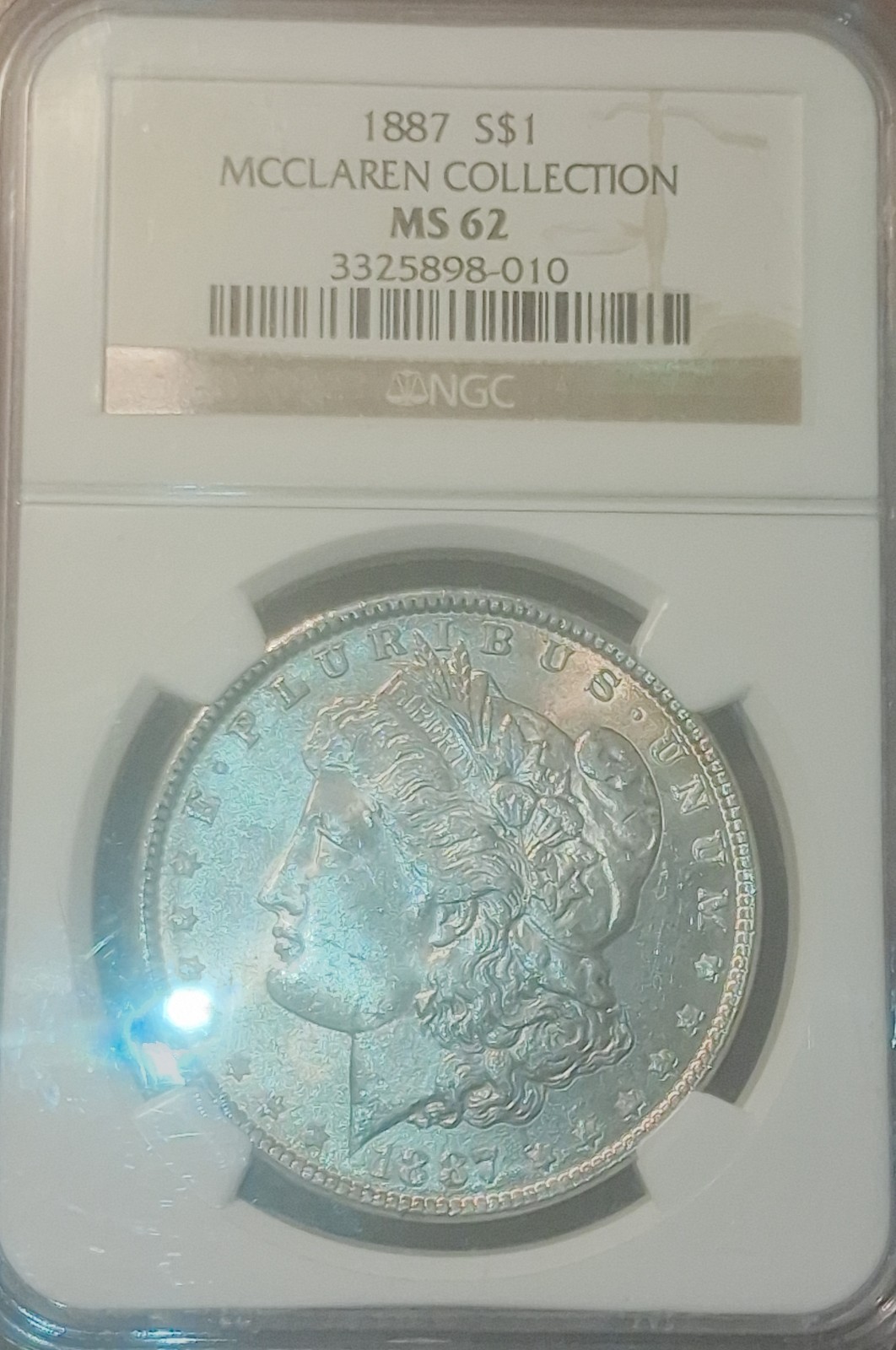 1887 Morgan Silver Dollar NGC MS62 McClaren Collection 90% Silver