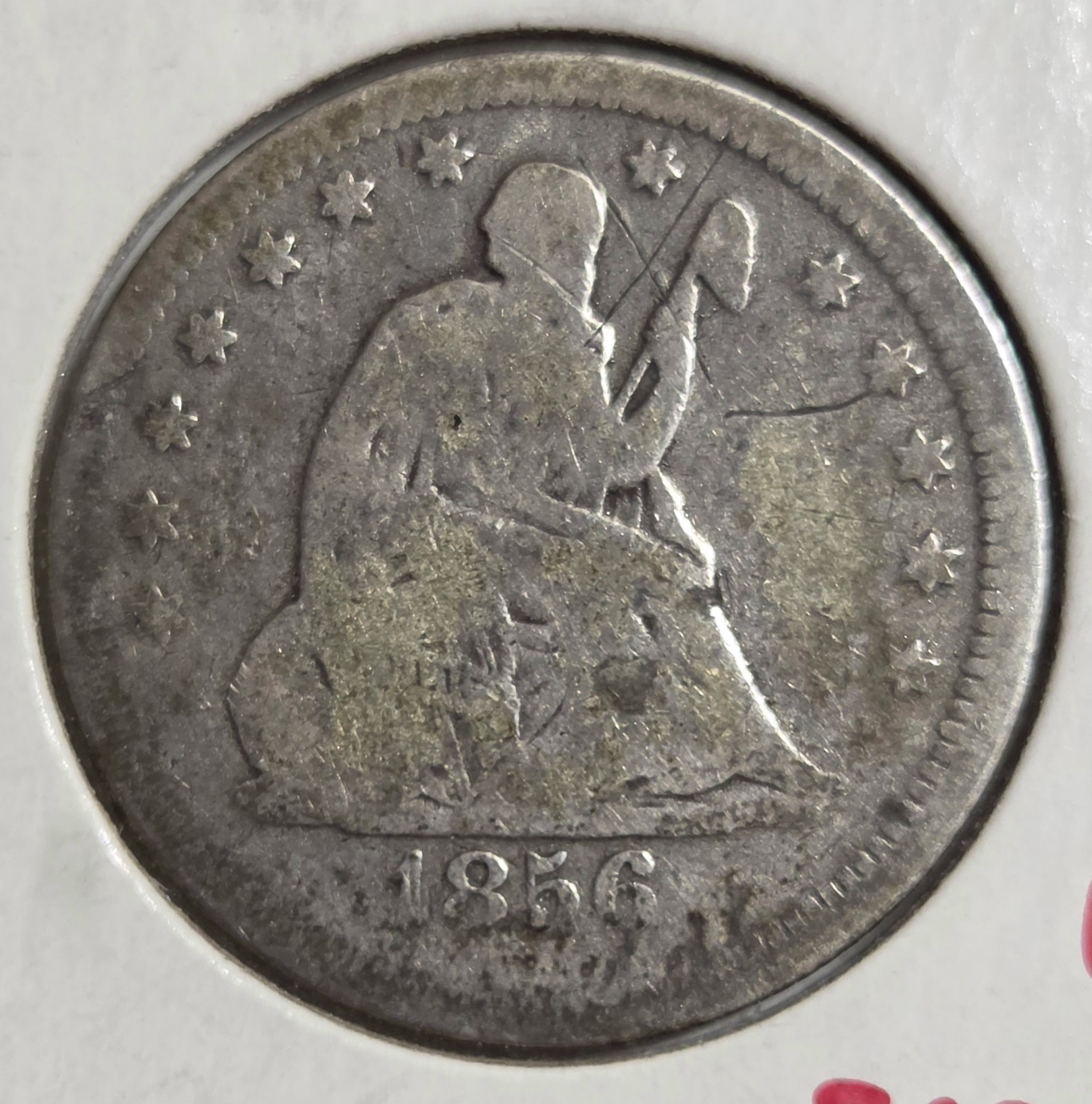 1856 Seated Liberty Quarter Dollar US 90% Silver Coin 1856 Seated Liberty Quarter Dollar US 90% Silver Coin