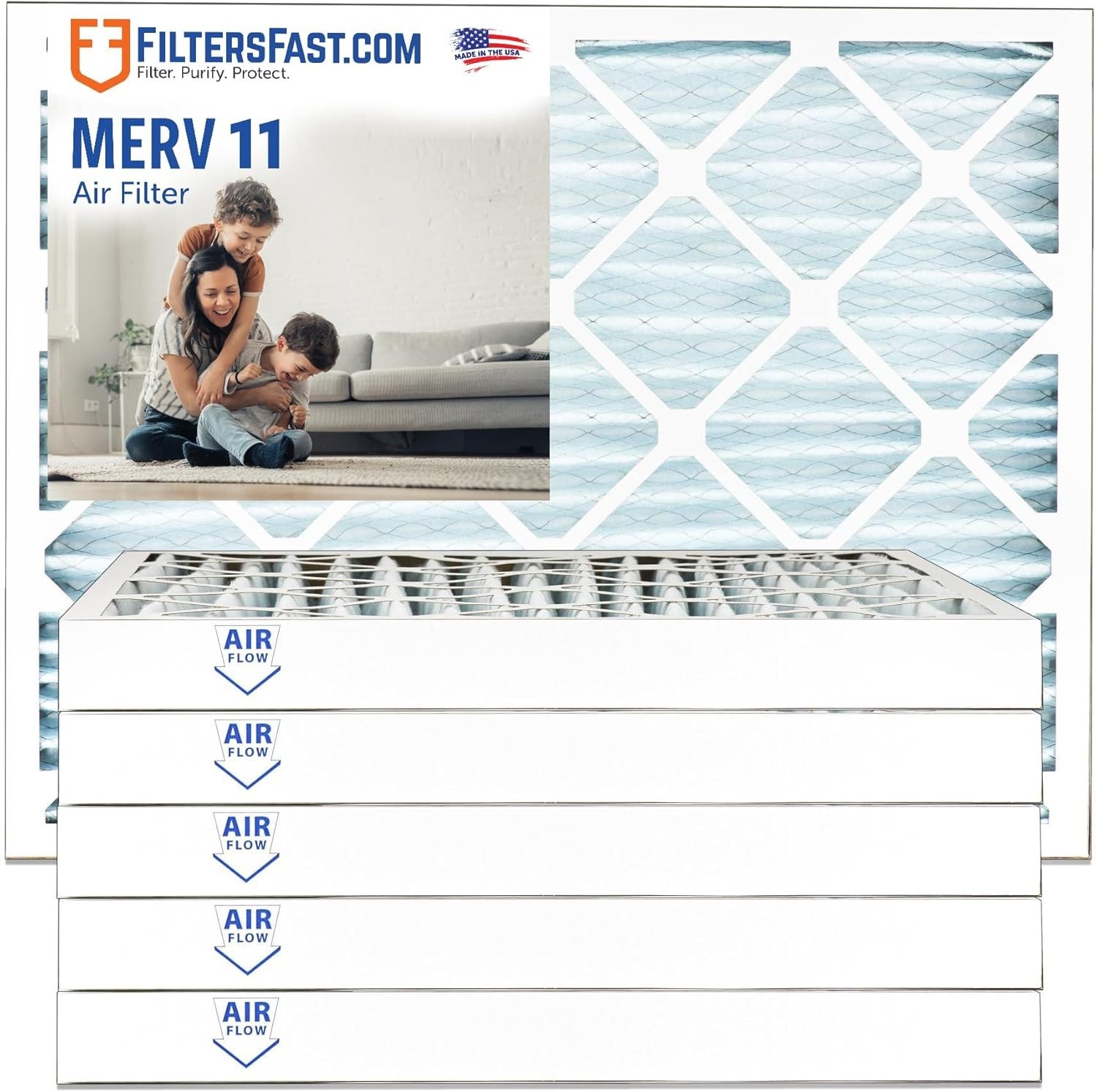 Filters Fast 30x36x2 MERV 11, 2 Inch Pleated HVAC AC Furnace Air Filters, 6 Pack