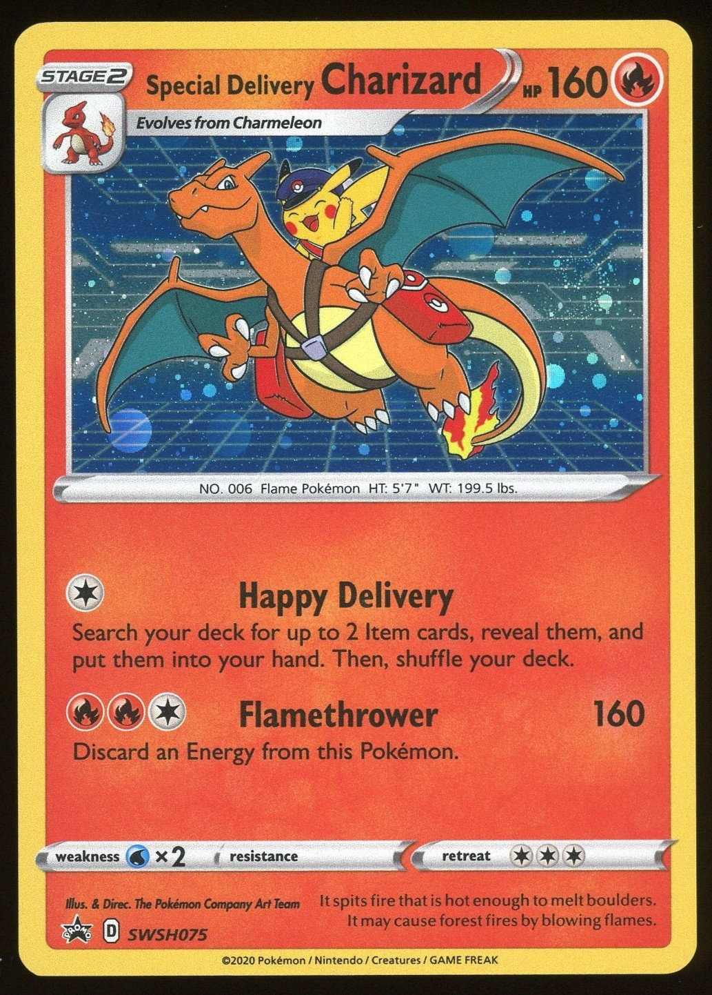 2020 Pokemon TCG Special Delivery Charizard w/ Pikachu SWSH075 Black Star Promo