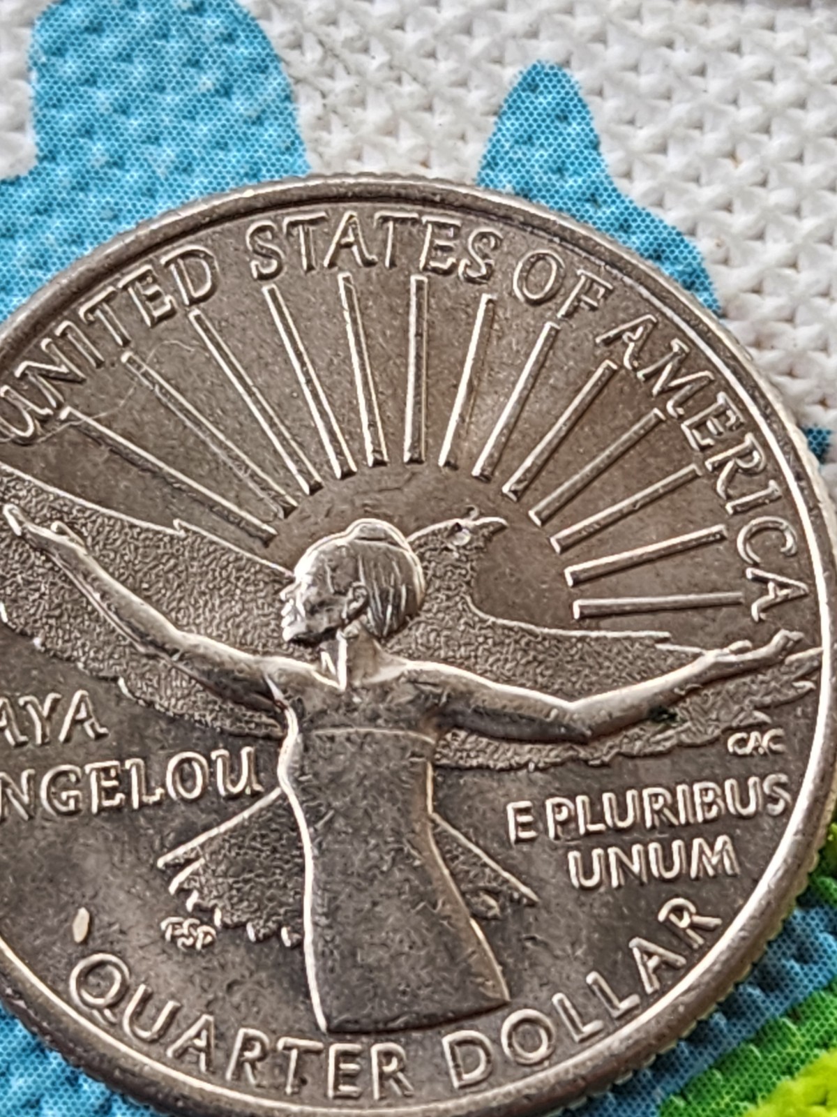 2022 P Maya Angelou quarter die guage on bird face in cod we trust 2022 P Maya Angelou quarter die guage on bird face in cod we trust