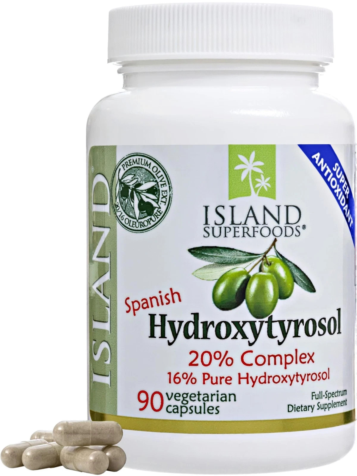 Island Nutrition 20% Hydroxytyrosol Complex™ Olive Fruit Extract - Super Stre...