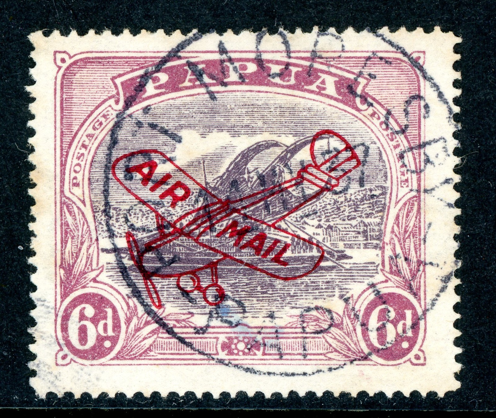 Papua 1930 British KGVI 6p Yellow Paper Harrison PNG Airmail SG #116 VFU D279 Papua 1930 British KGVI 6p Yellow Paper Harrison PNG Airmail SG #116 VFU D279