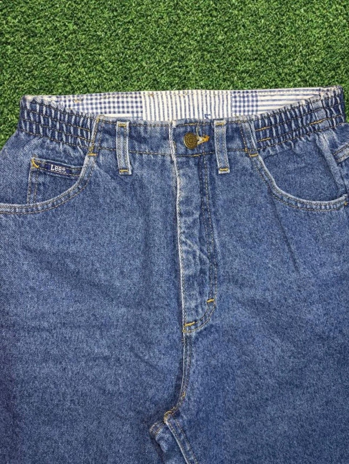 Lee Vintage Elastic Waist Mom Jeans Blue Denim Lee Vintage Elastic Waist Mom Jeans Blue Denim