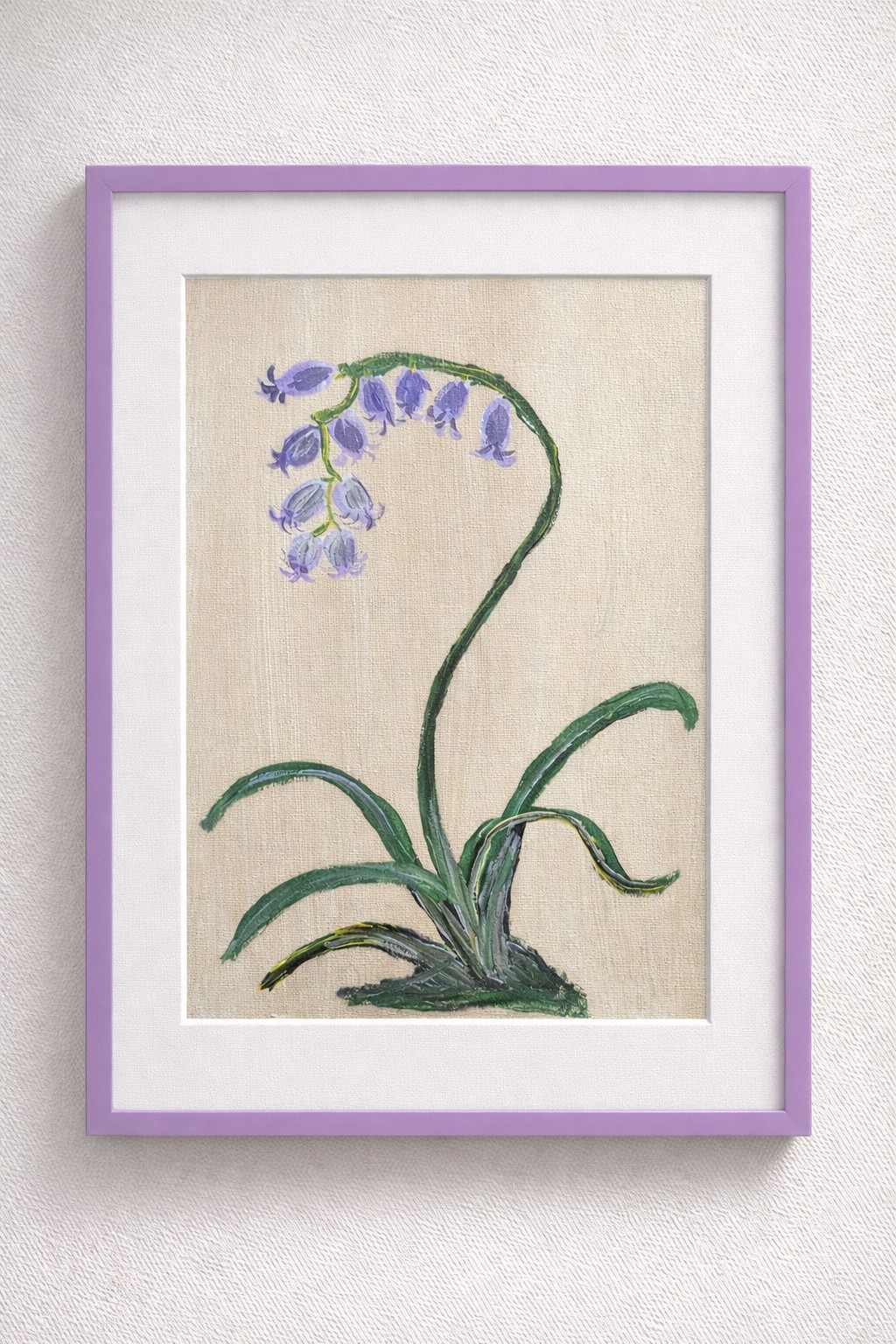 Bluebell Original Painting Acrylic Canvas Floral Folk Botanical Art