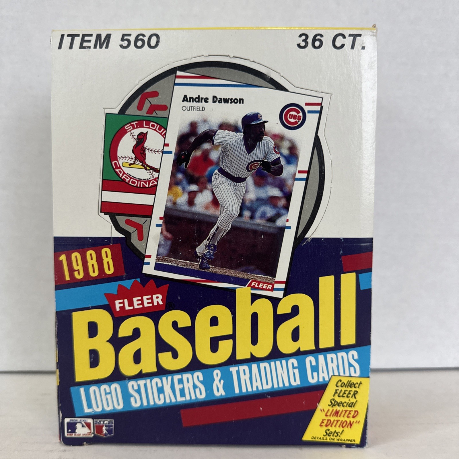 1988 Fleer Baseball Wax Box, 36 Factory Sealed Packs Per Box