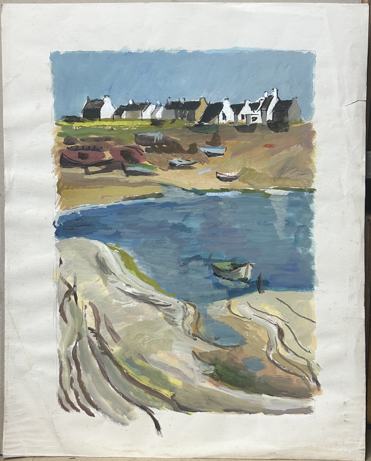 Two Antique Original Marine Watercolour Painting on Paper, Seascape, Boats Two Antique Original Marine Watercolour Painting on Paper, Seascape, Boats