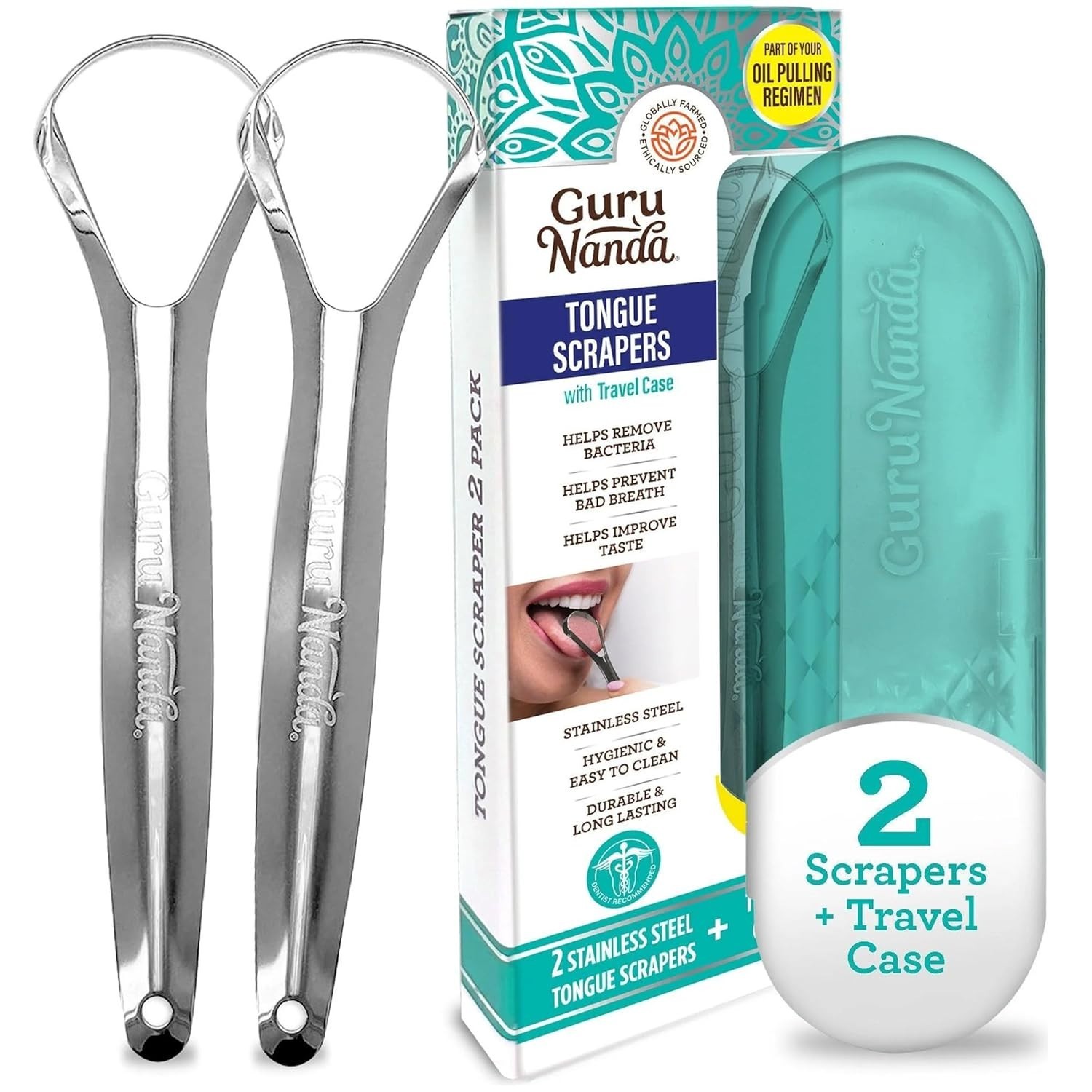 Tongue Scraper for Adults (2 Pack) with Travel Case, 420 Medical-Grade 100% Stai Tongue Scraper for Adults (2 Pack) with Travel Case, 420 Medical-Grade 100% Stai