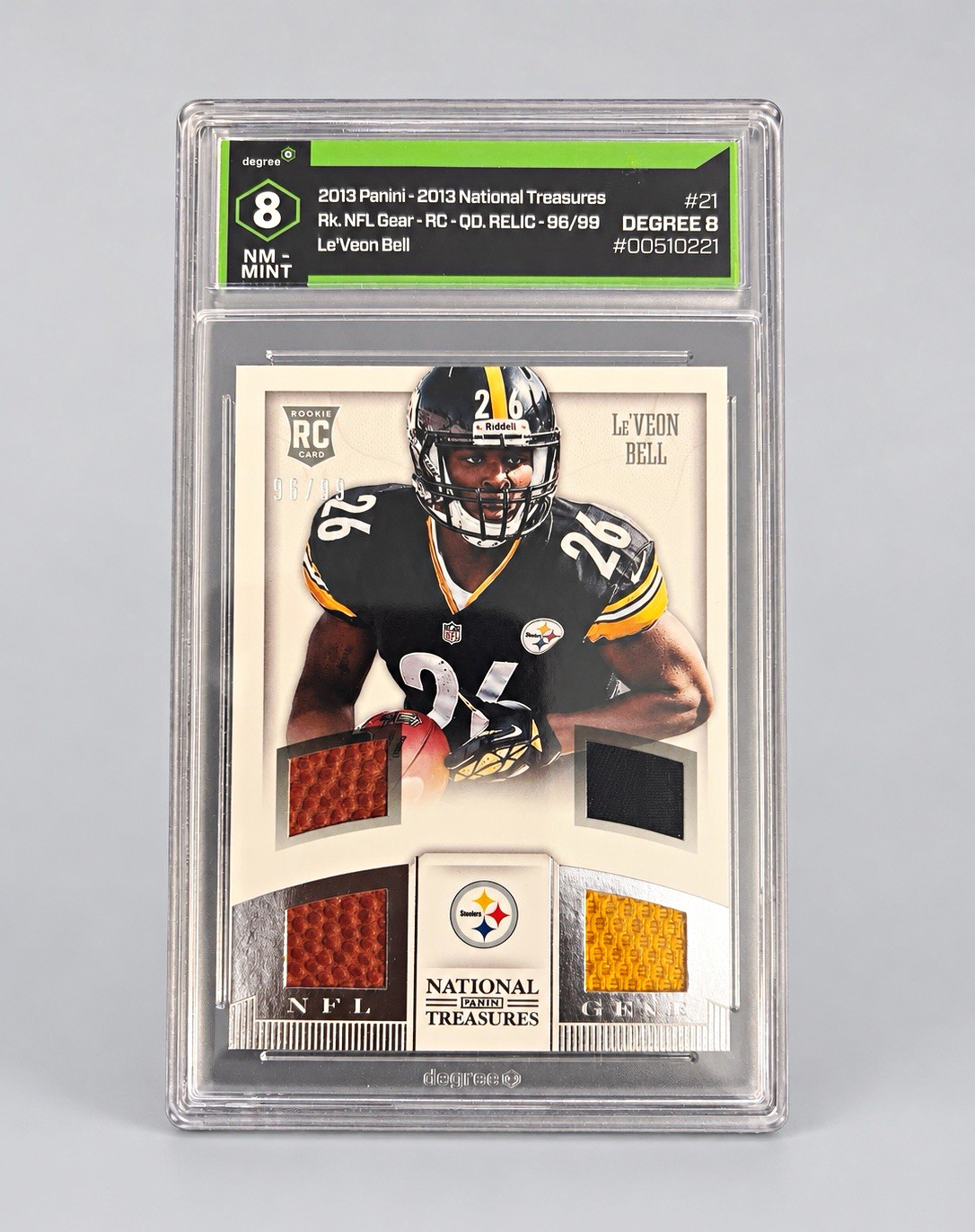 Panini 2013 National Treasures Le\'Veon Bell #21 Steelers RC Quad MEM 96/99 Panini 2013 National Treasures Le\'Veon Bell #21 Steelers RC Quad MEM 96/99