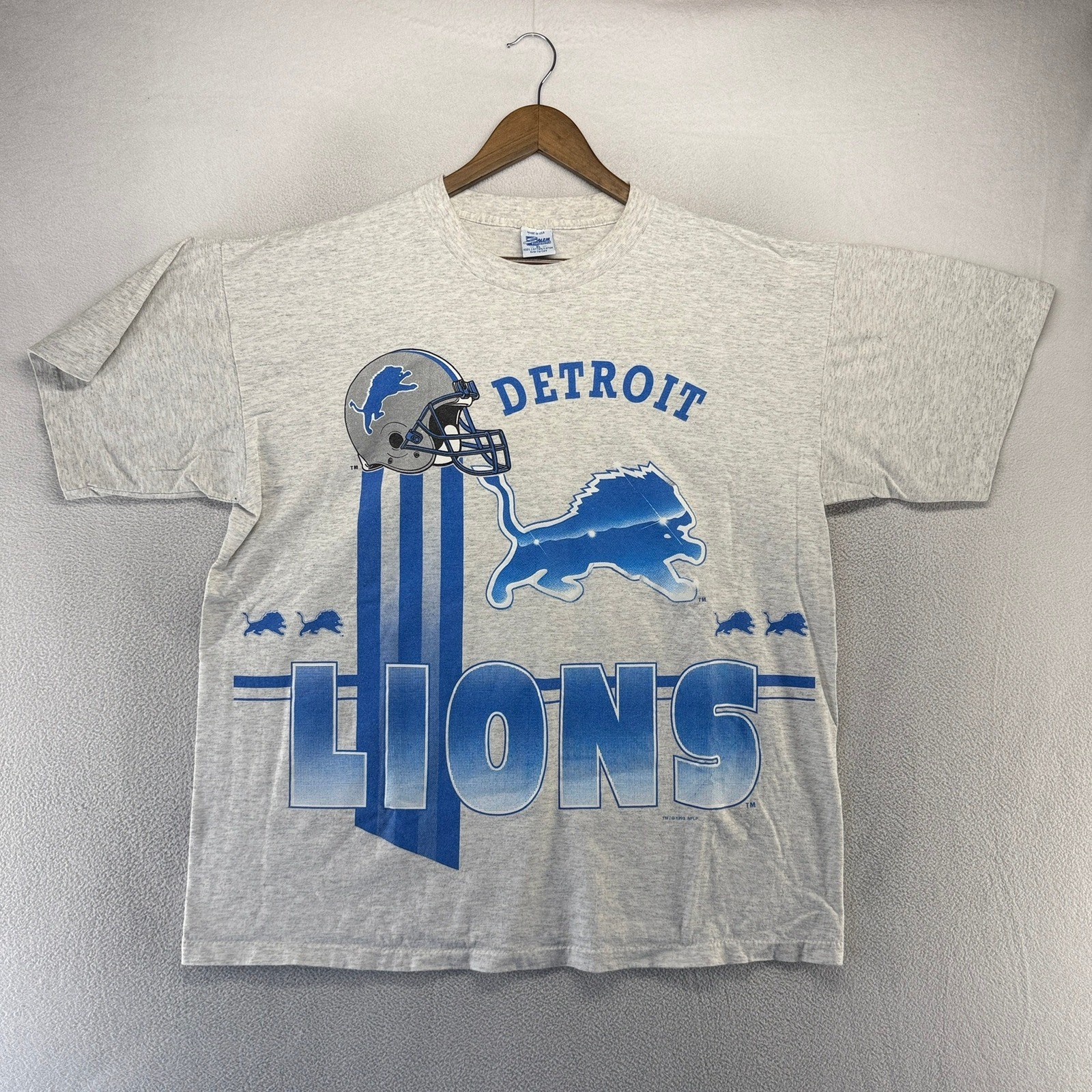 Vintage Detroit lions Shirt Men\'s XL Gray All Over Double Sided Salem USA 90s Vintage Detroit lions Shirt Men\'s XL Gray All Over Double Sided Salem USA 90s