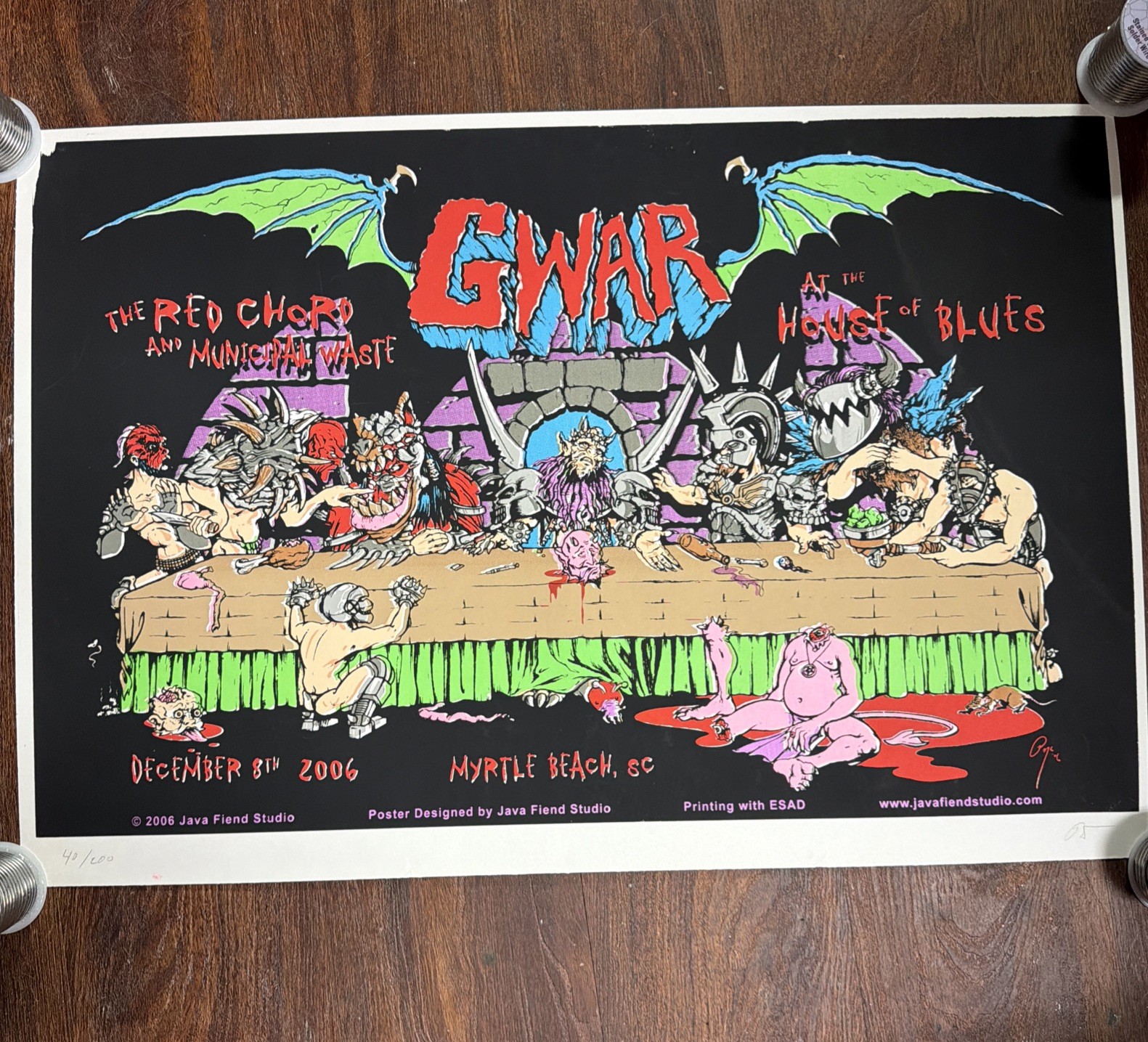 Gwar Rare Last Supper Vintage Poster signed & Numbered 2006 Myrtle Beach SC HOB Gwar Rare Last Supper Vintage Poster signed & Numbered 2006 Myrtle Beach SC HOB