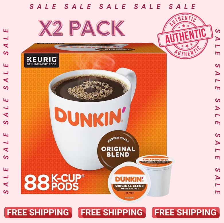 (2 PACK) Dunkin' Original Blend Coffee Keurig K-Cup Pods Medium Roast 88/Carton (2 PACK) Dunkin' Original Blend Coffee Keurig K-Cup Pods Medium Roast 88/Carton