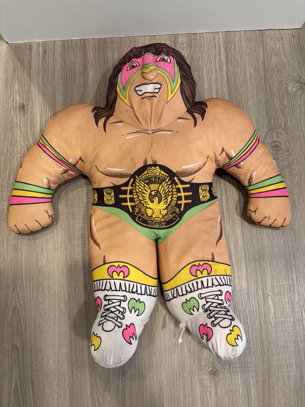 Vintage 1990 Ultimate Warrior Tonka WWF Wrestling Buddies Plush Pillow Buddy WWE
