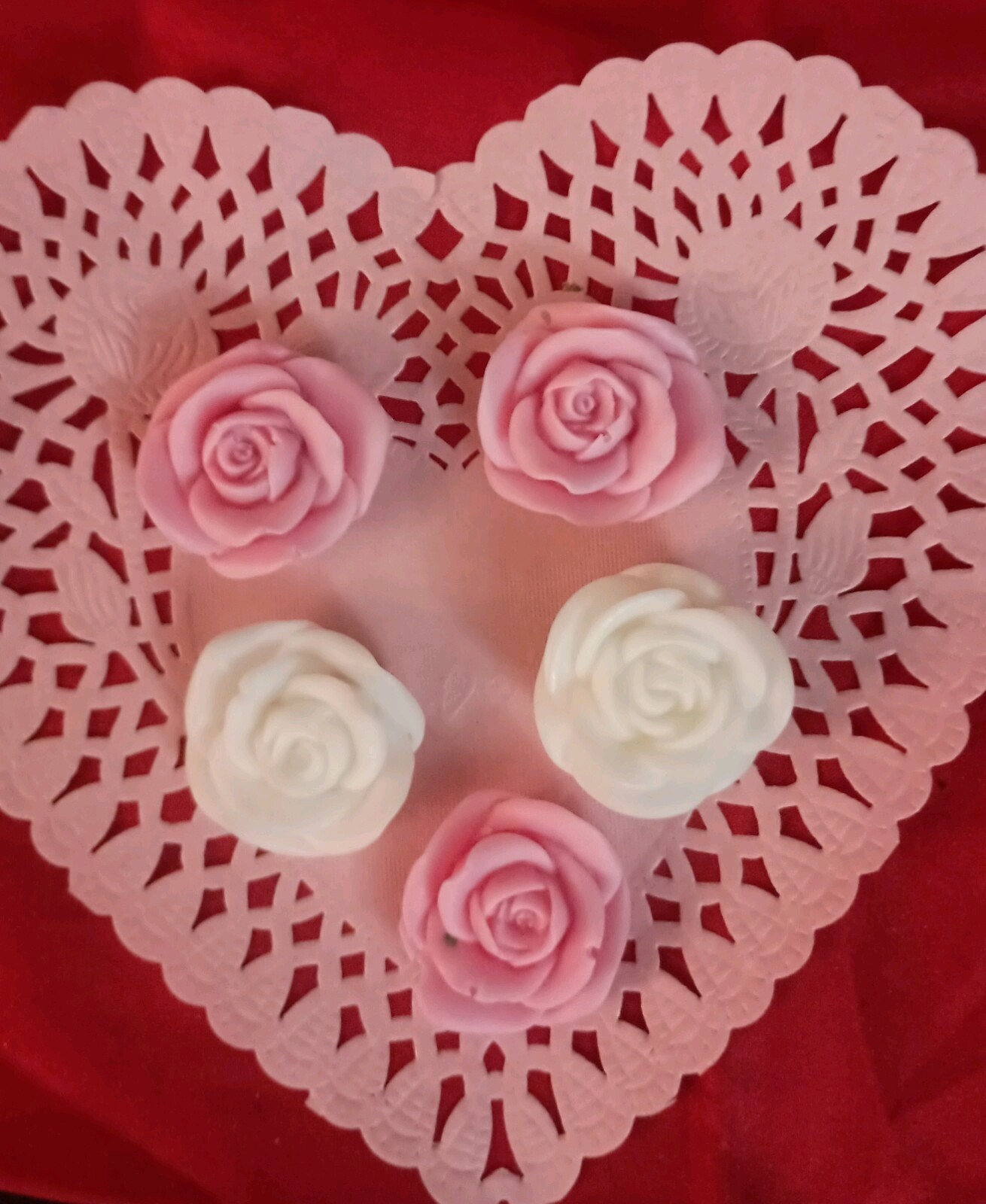 Pink & White Handmade Rose Decorative Soaps All natural, Moisturizing oils.-5 ct Pink & White Handmade Rose Decorative Soaps All natural, Moisturizing oils.-5 ct