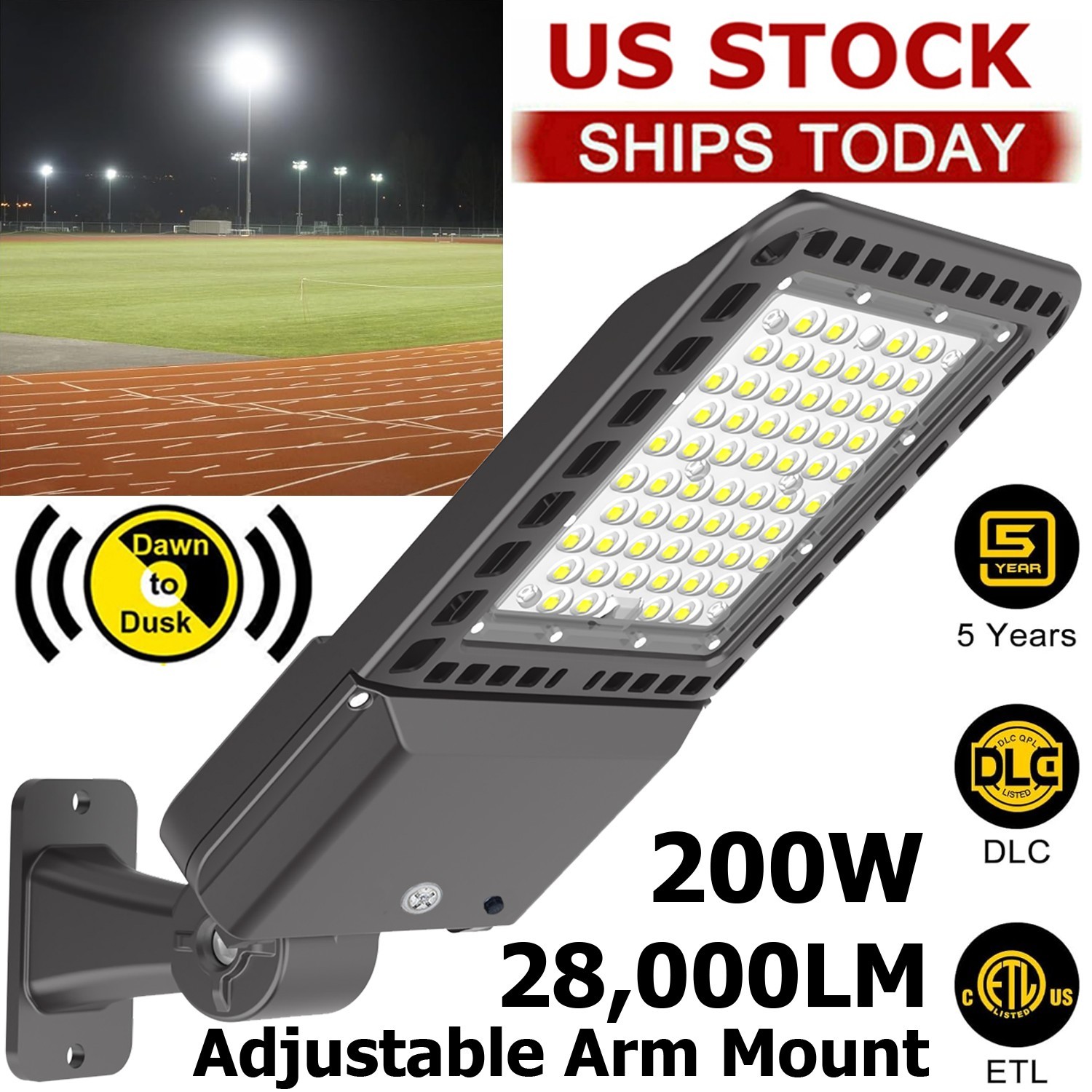 200W 300W LED Shoebox Pole Light Outdoor LED Street Parking Lot Lightling IP65