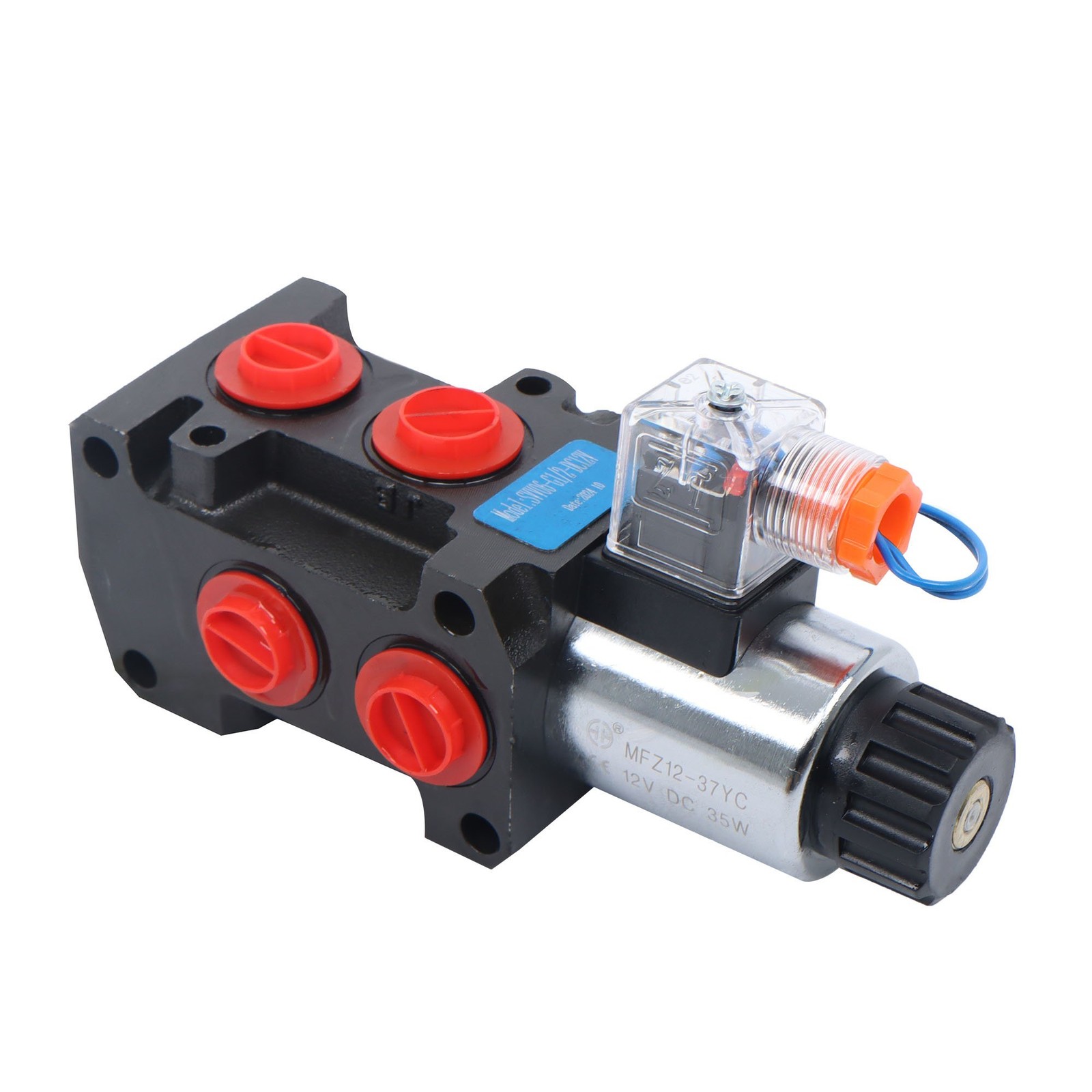 6 Port 12V DC 13GPM Hydraulic Solenoid Selector Diverter Valve 3-Plug 25MPA