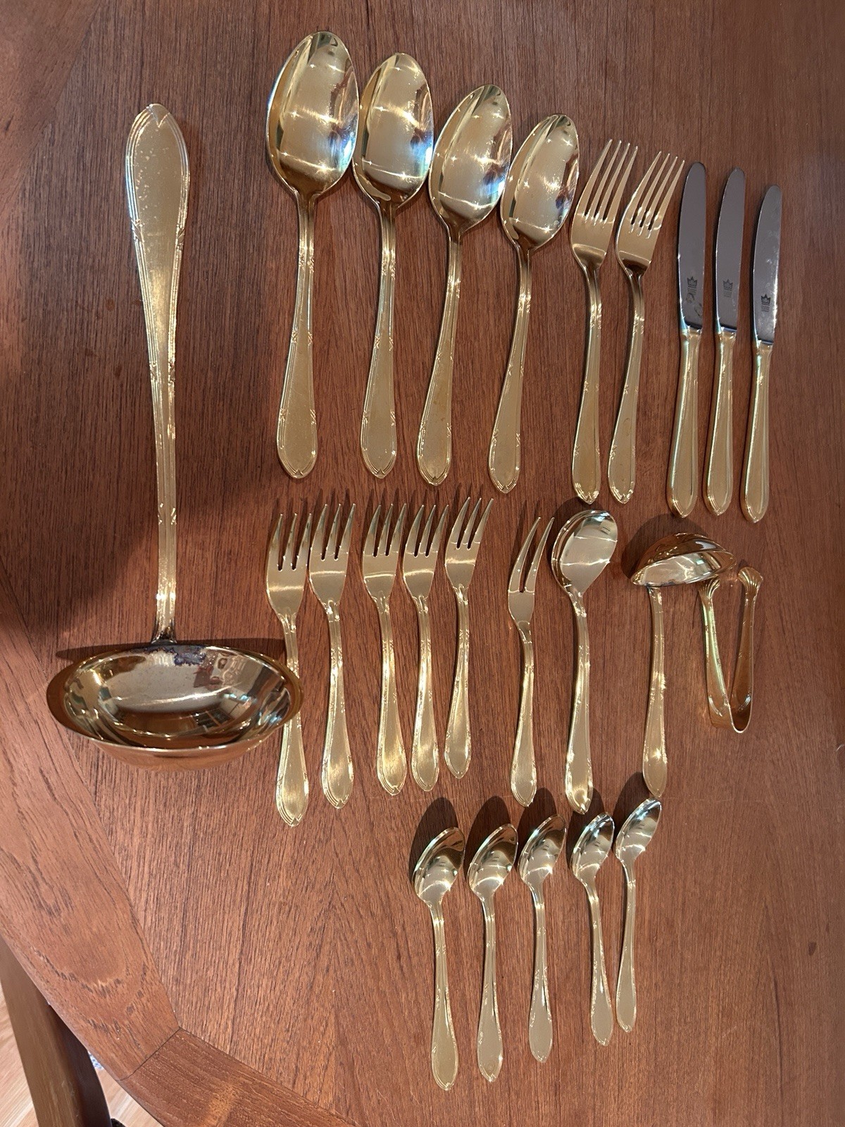 VINTAGE SOLINGEN GERMANY 24 Piece FLATWARE  18/10 ROSTFREI 23/24K GOLD Plated