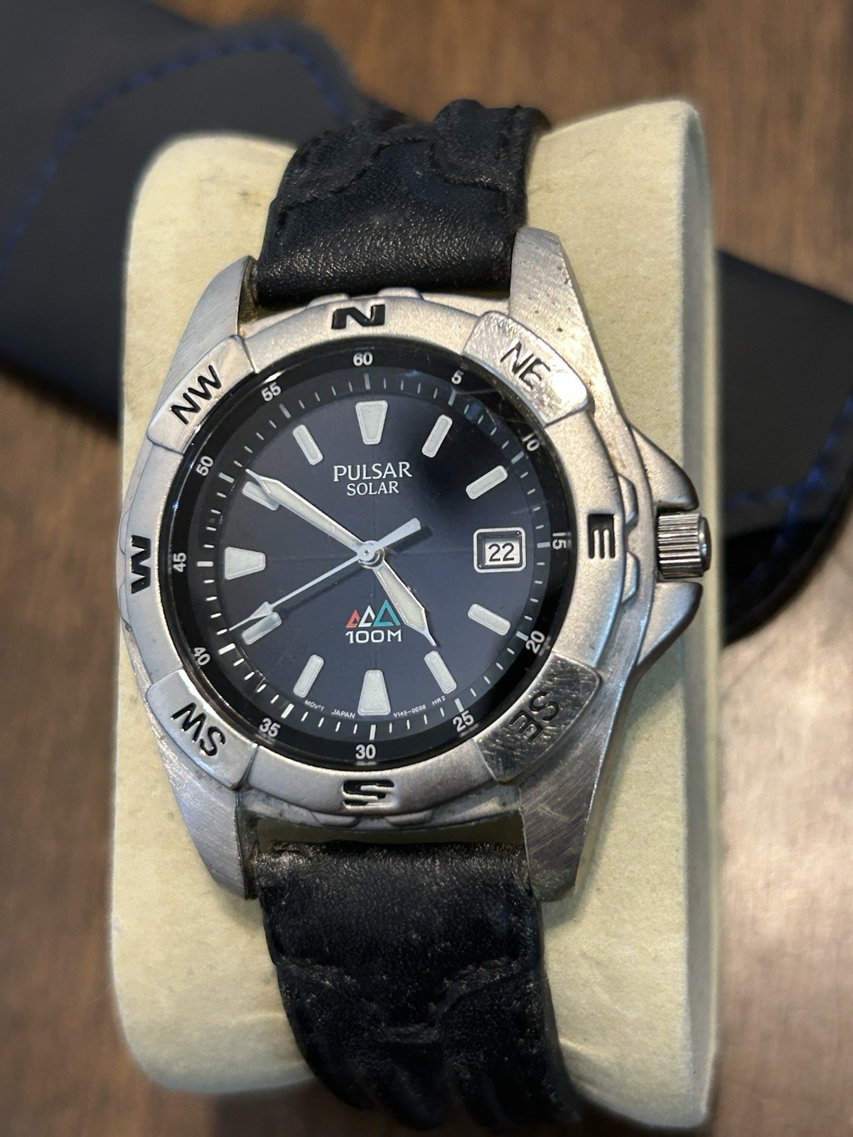 Vintage 1998 Seiko Pulsar Solar Men's Watch 42MM Black Dial Sapphire Crystal Vintage 1998 Seiko Pulsar Solar Men's Watch 42MM Black Dial Sapphire Crystal