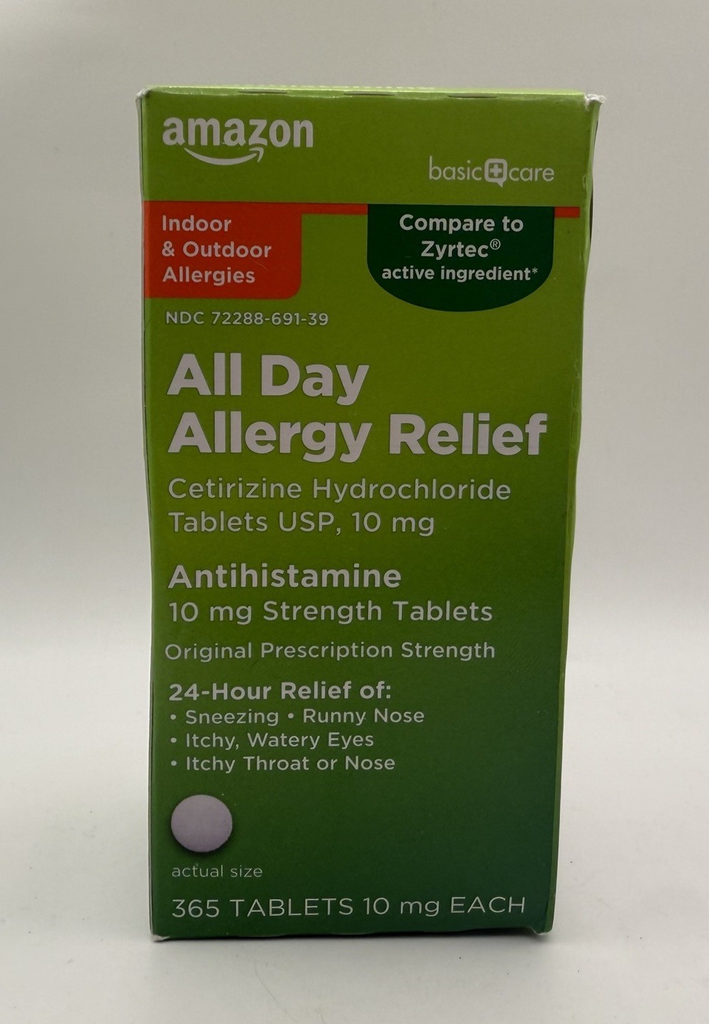 2 x Amazon All Day Allergy Relief Compare To Zyrtec 365 Tablets Exp: 10/2028 2 x Amazon All Day Allergy Relief Compare To Zyrtec 365 Tablets Exp: 10/2028