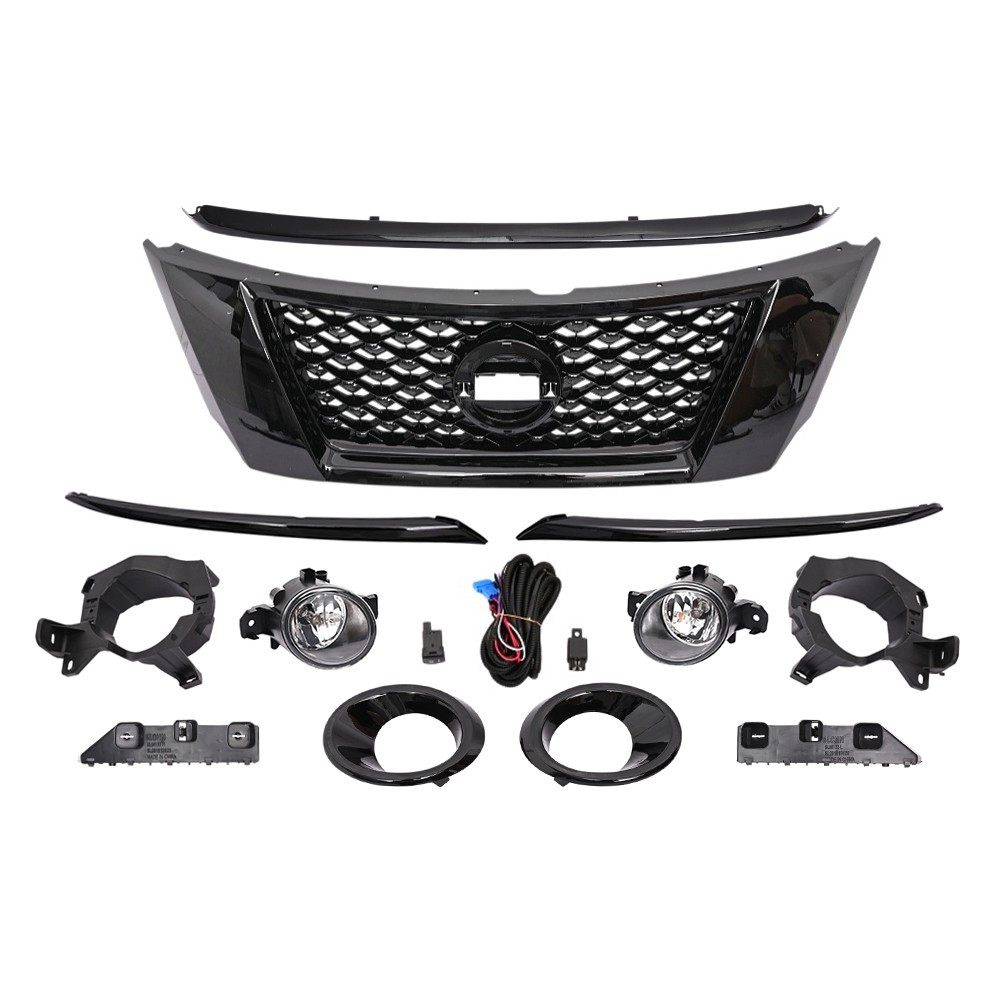 Gloss Black Grille/Fog Lights/Trims/Brackets Set For 2013-2016 Nissan Pathfinder