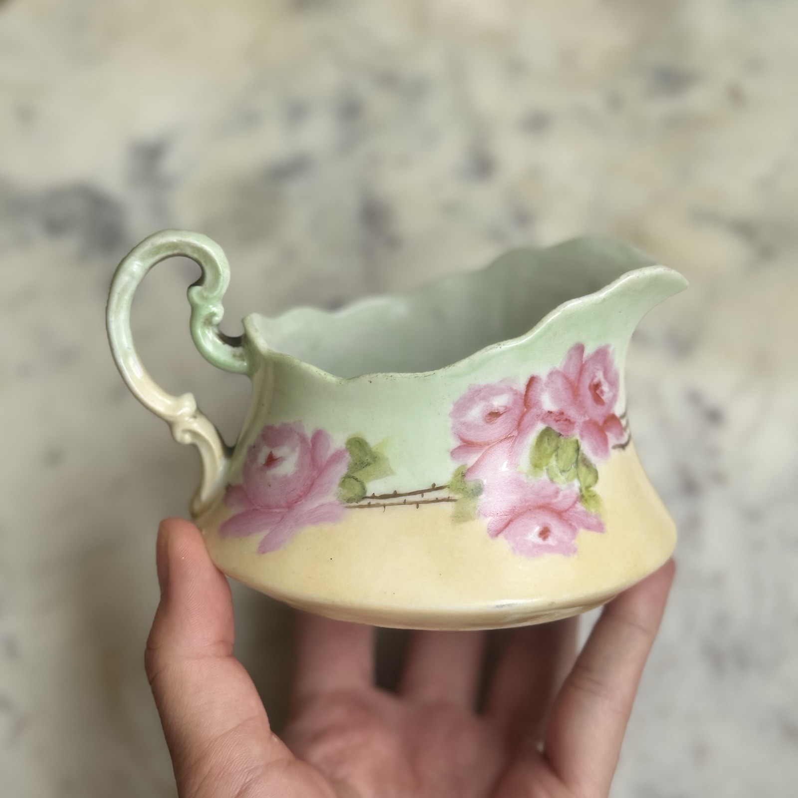 Antique O&E.G. Royal Austria Hand Painted Rose Porcelain Creamer Antique O&E.G. Royal Austria Hand Painted Rose Porcelain Creamer