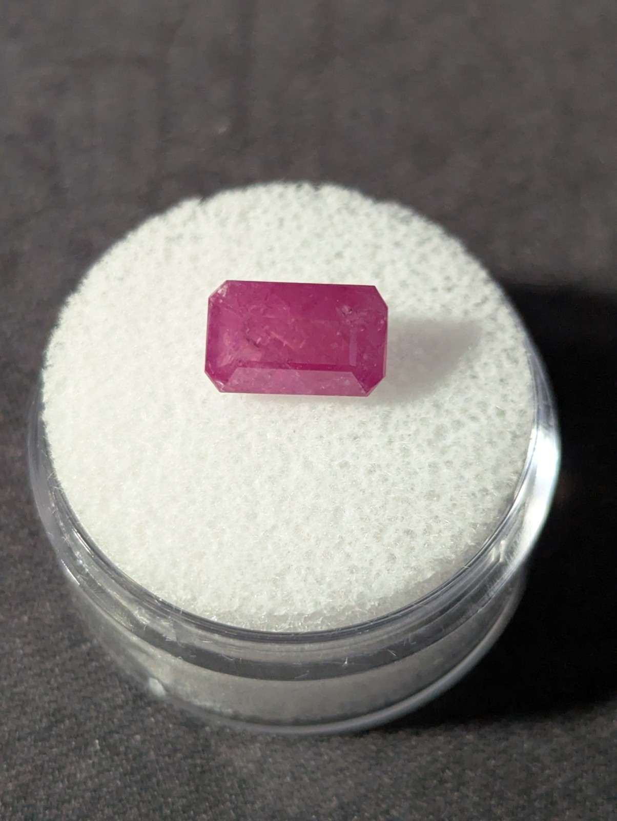 3.32 ct Natural Purplish Red Ruby Octagon Emerald Cut 9.8x6.2mm Malawi Gemstone