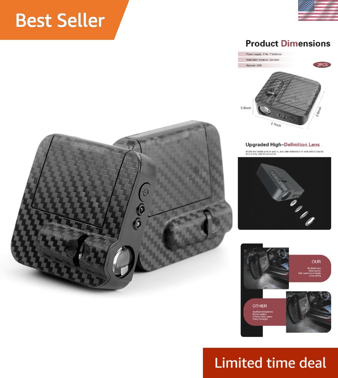2PCS Car Door Lights Projector, Auto Door Projection LED Welcome Courtesy Lig... 2PCS Car Door Lights Projector, Auto Door Projection LED Welcome Courtesy Lig...